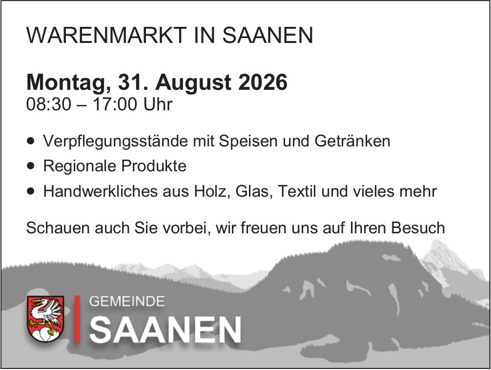 WARENMARKT IN SAANEN, 31. August