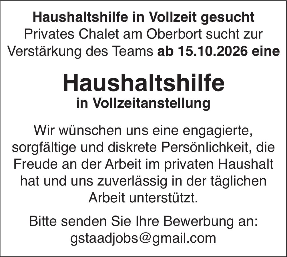Haushaltshilfe in Vollzeitanstellung, Gesucht