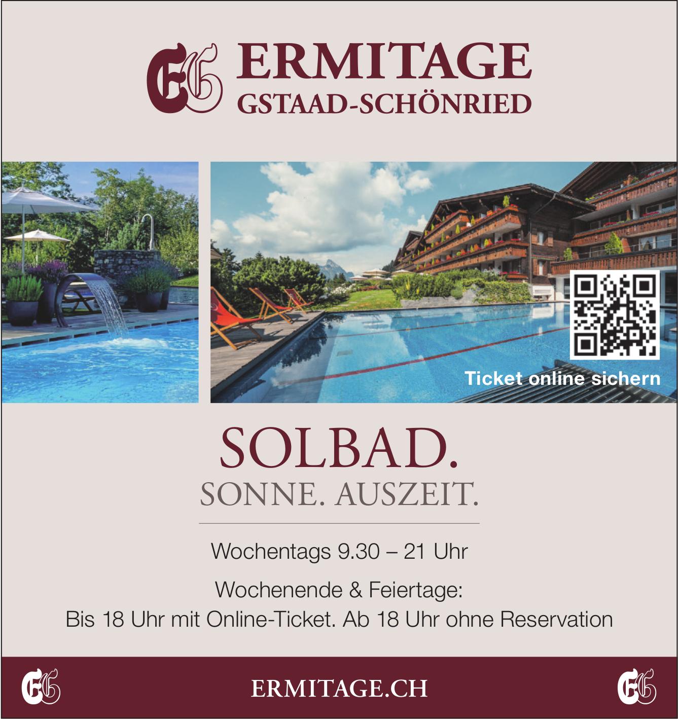 Ermitage Gstaad-Schönried, SOLBAD. SONNE. AUSZEIT.