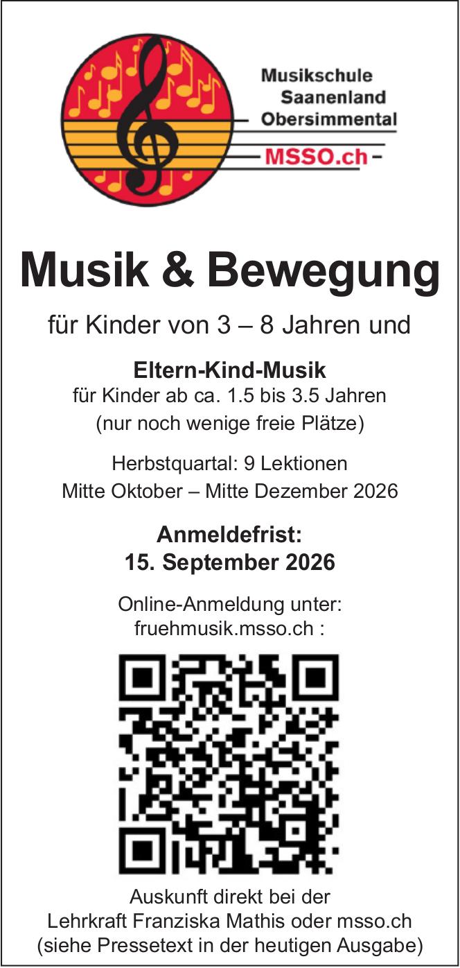Musikschule Saanenland Obersimmental, Musik & Bewegung