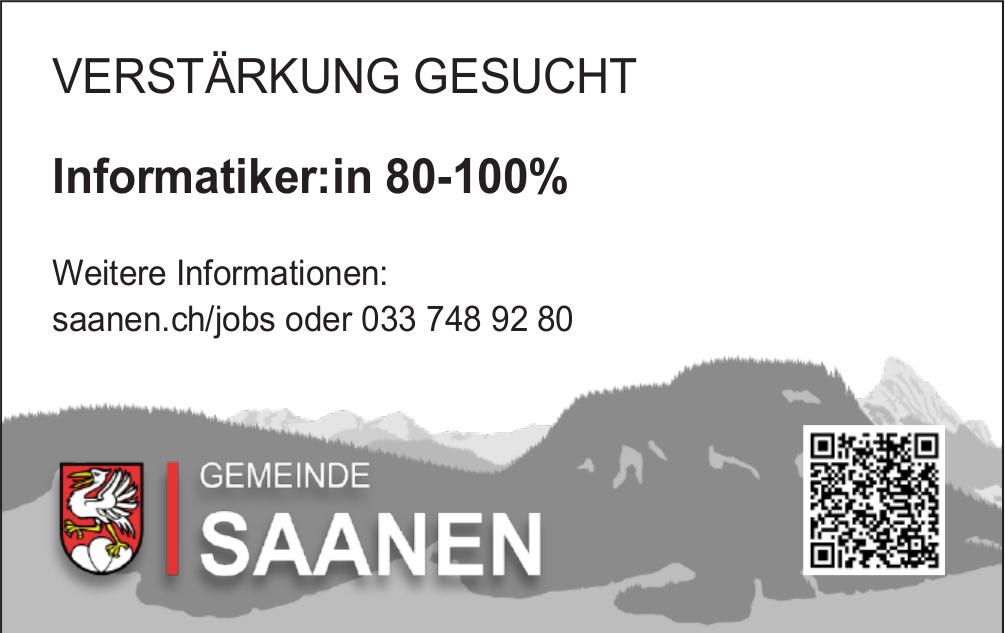 Informatiker:in 80-100%, Gemeinde Saanen, Gesucht