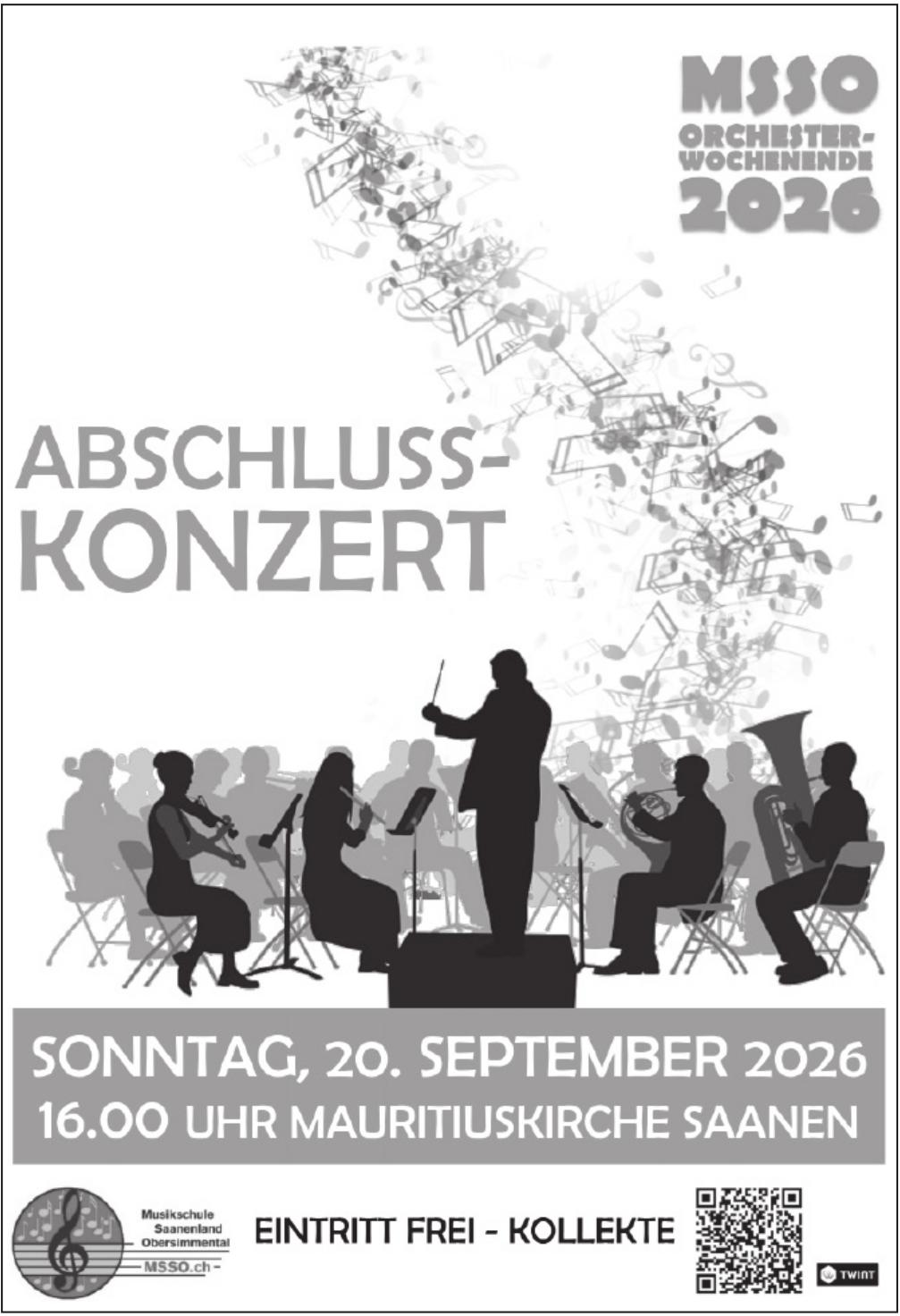 ABSCHLUSS-KONZERT, 20. September, Mauritiuskirche Saanen