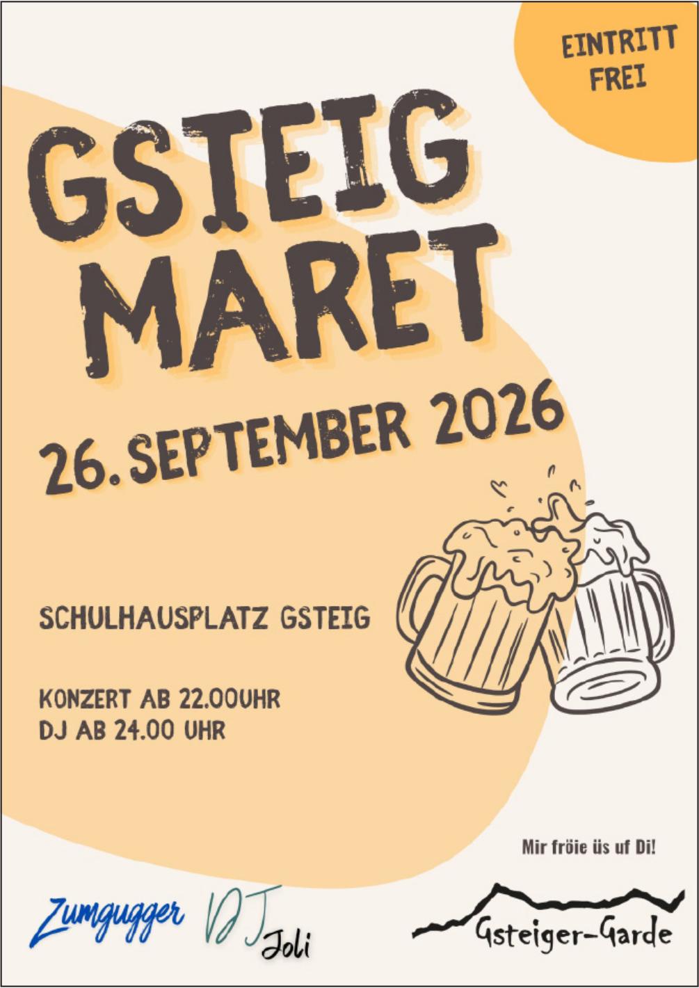GSTEIG MARET, 26. September, Schulhausplatz Gsteig