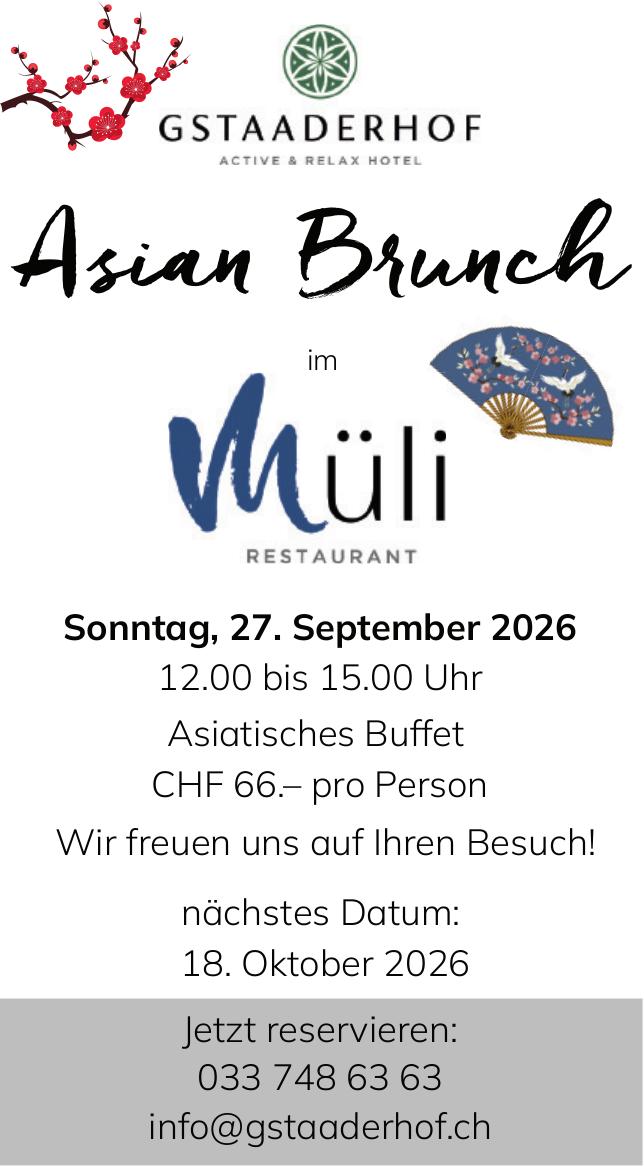 Asian Brunch, 27. September - 18. Oktober, Müli Restaurant