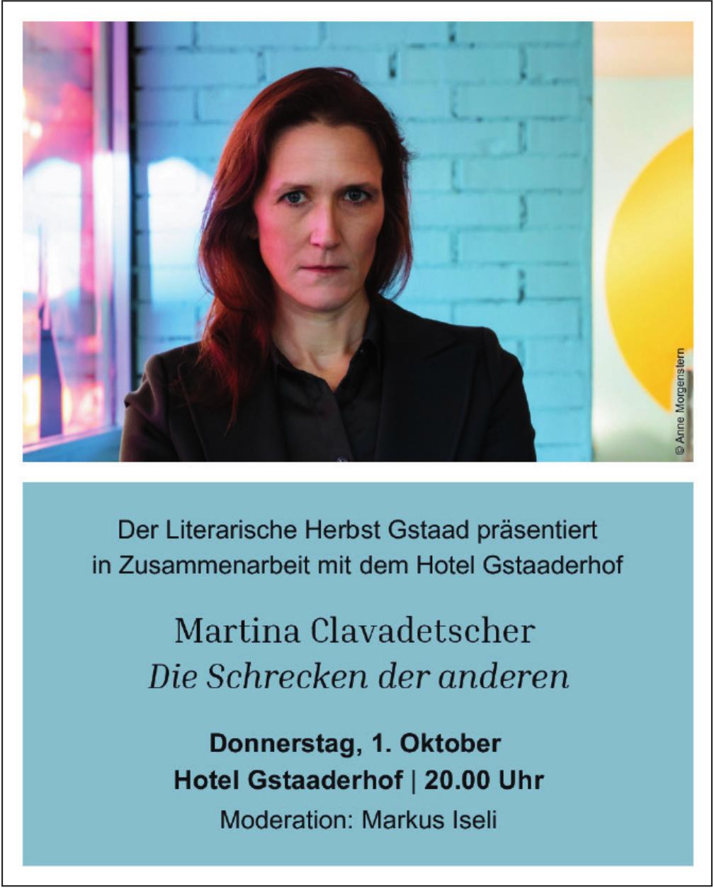 Martina Clavadetscher – Die Schrecken der anderen, 1. Oktober, Hotel Gstaaderhof