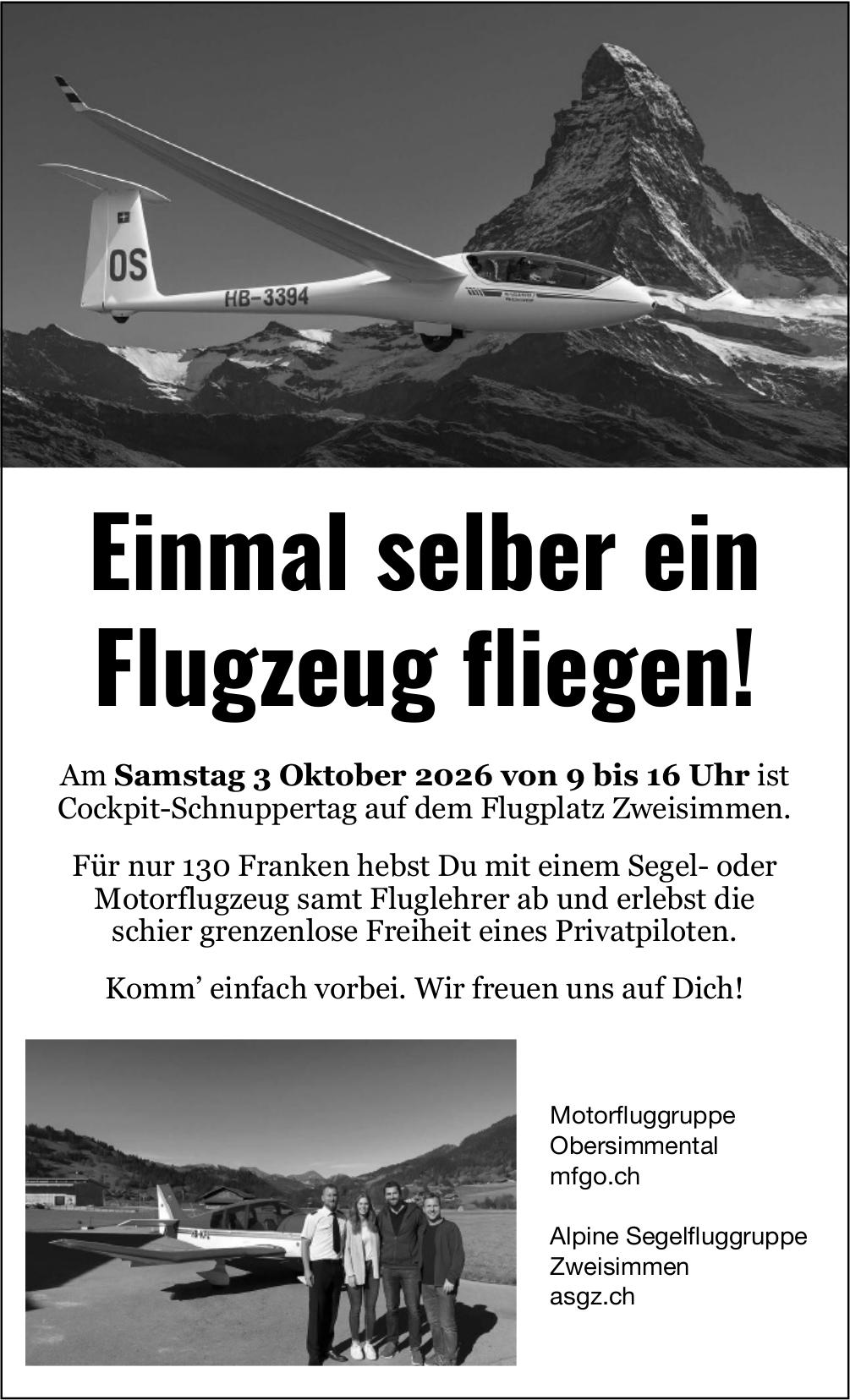 Einmal selber ein Flugzeug fliegen!, 3. Oktober