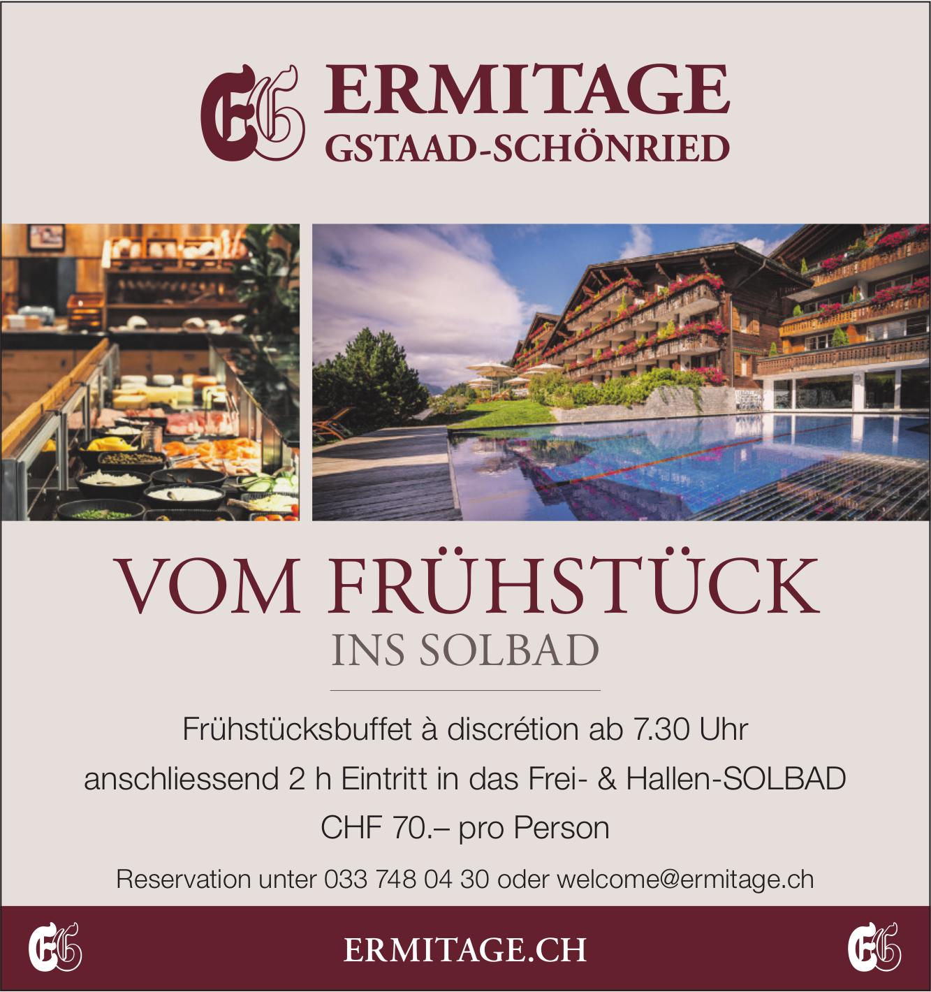 Ermitage Gstaad-Schönried, VOM FRÜHSTÜCK INS SOLBAD