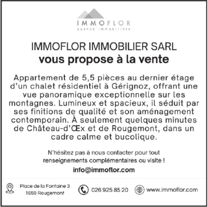 Appartement de 5, 5 pièces au dernier étage, Rougemont, zu verkaufen