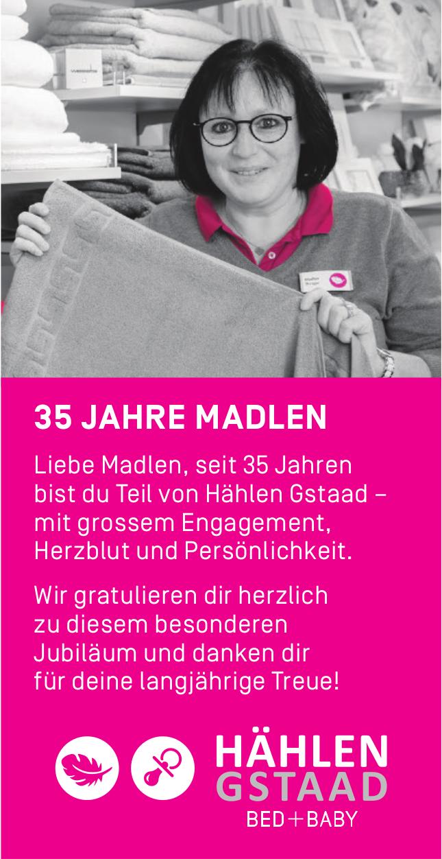 HÄHLEN GSTAAD BED + BABY, 35 JAHRE MADLEN