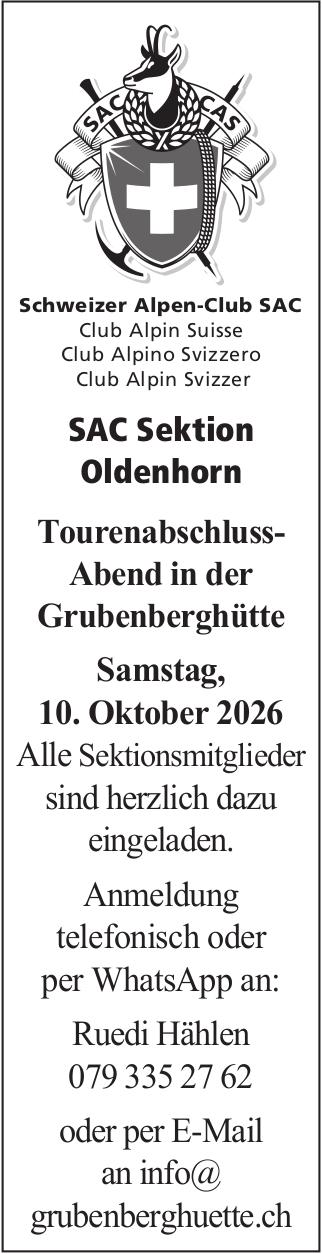 Tourenabschluss-Abend in der Grubenberghütte, 10. Oktober, Grubenberghütte