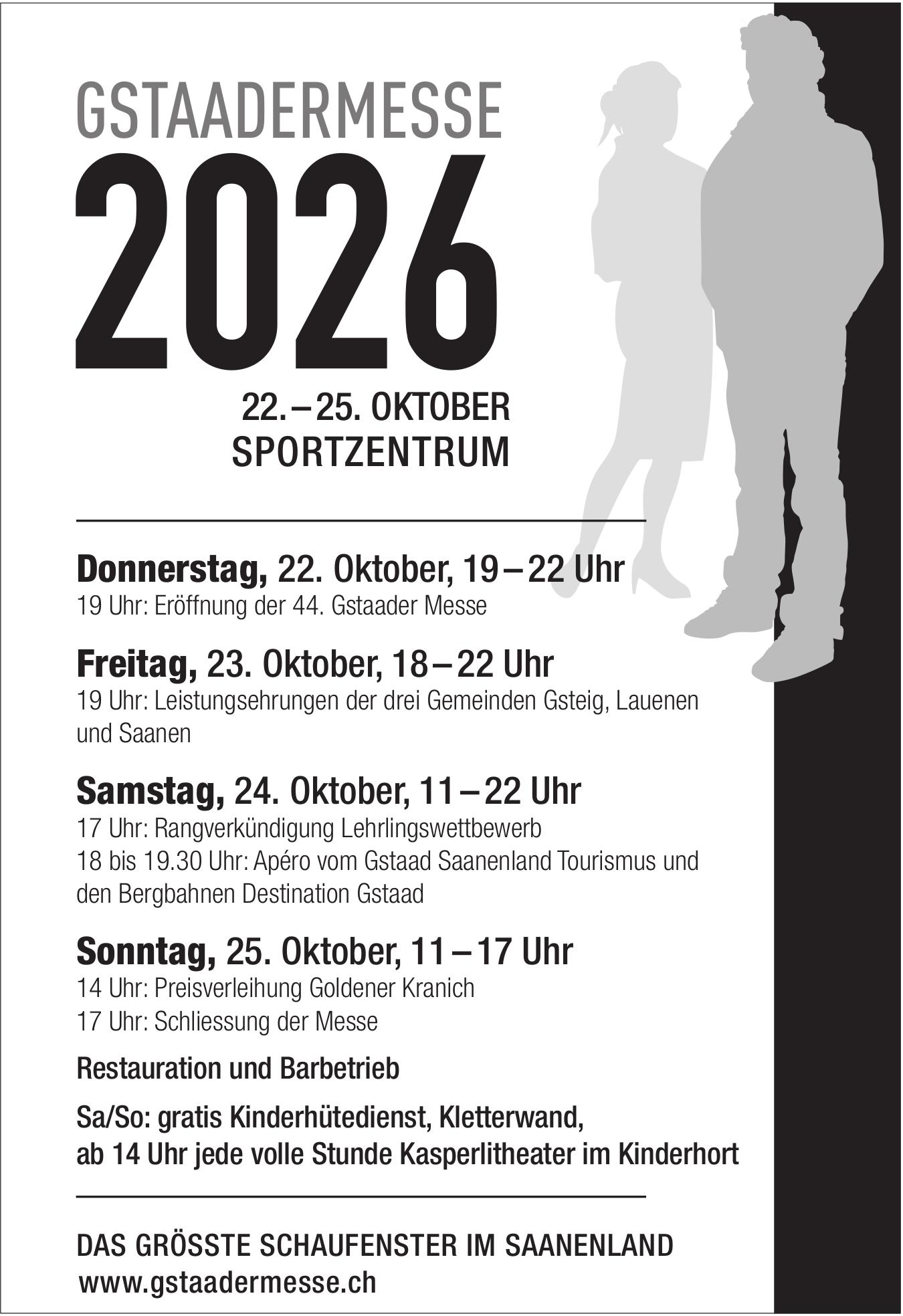 Gstaadermesse 2026, 22. - 25. Oktober, Sportzentrum