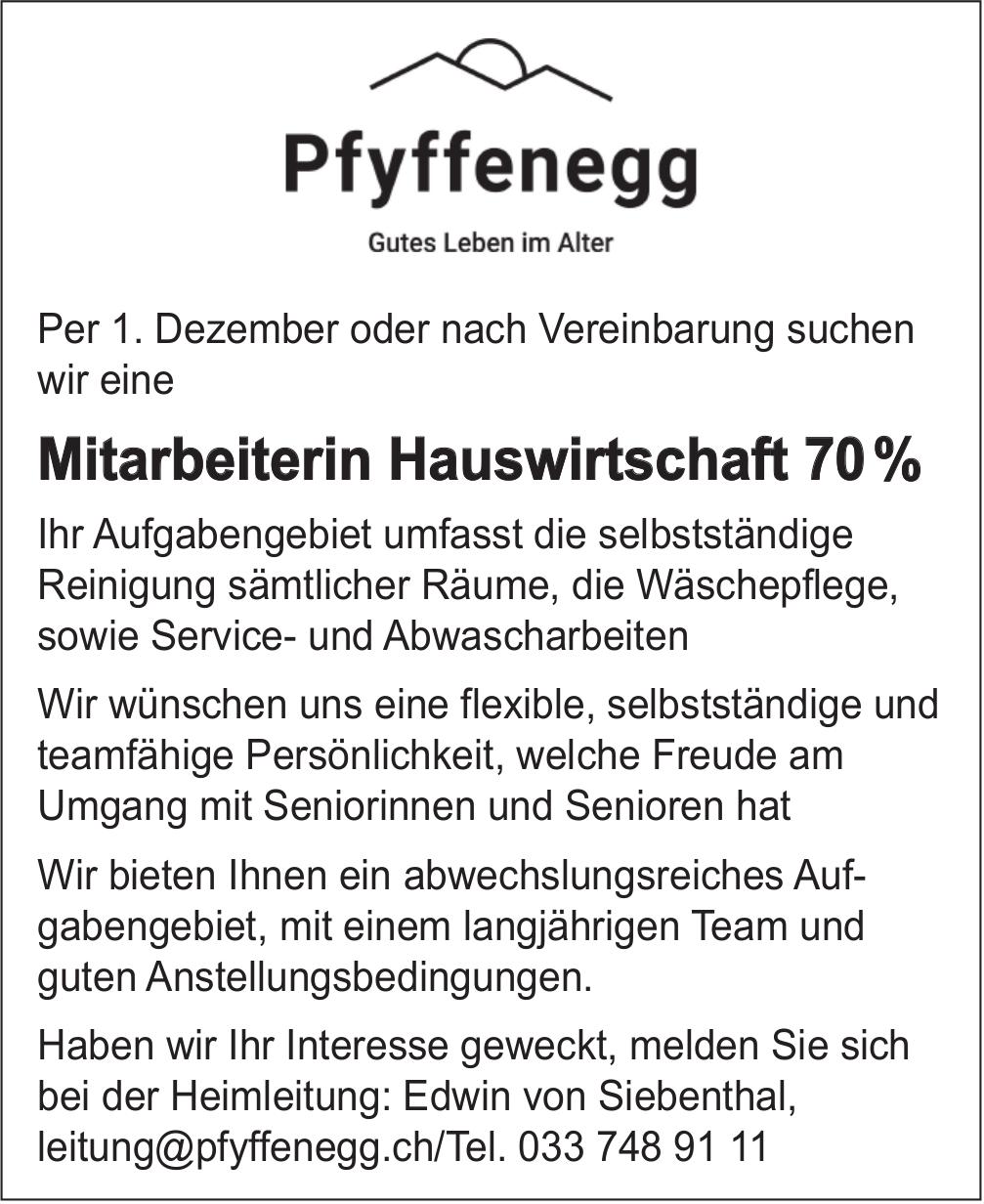 Mitarbeiterin Hauswirtschaft 70%, Pfyffenegg, Gesucht