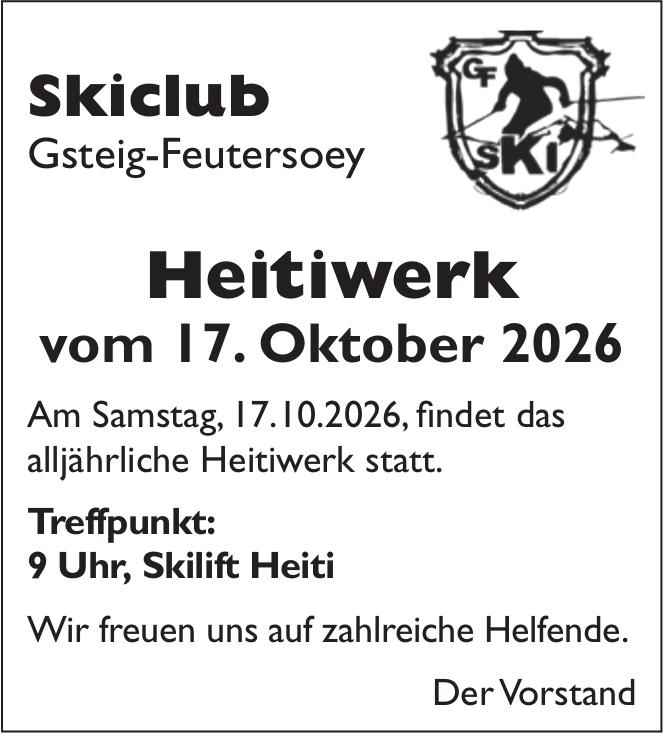 Heitiwerk, 17. Oktober, Skilift Heiti