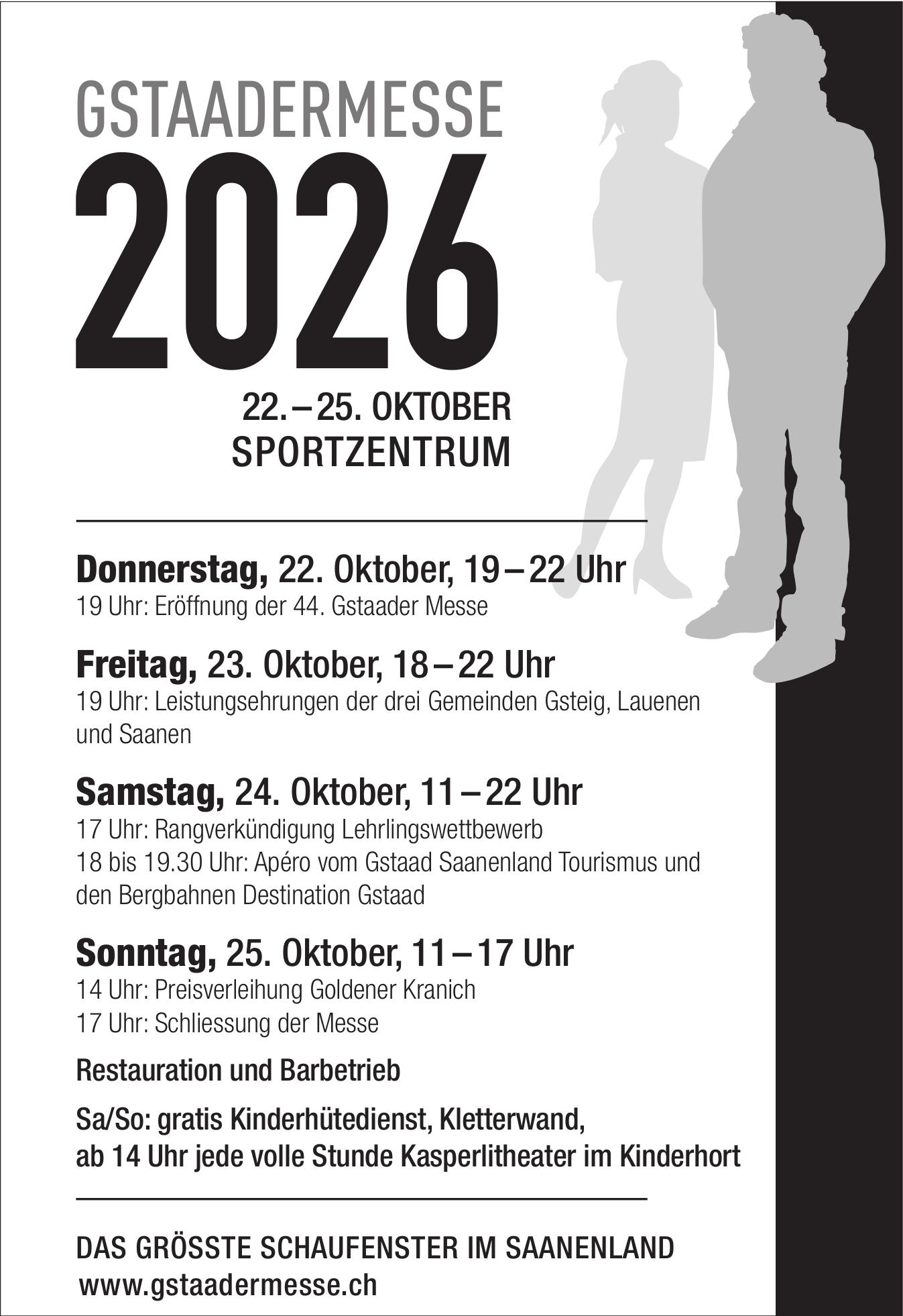 Gstaadermesse 2026, 22. - 25. Oktober, Sportzentrum
