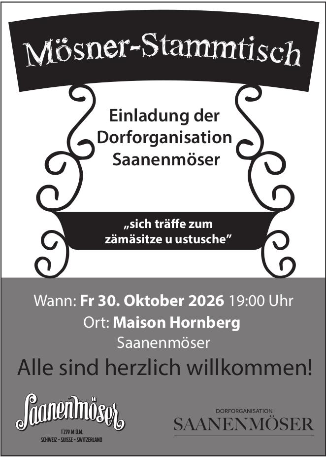 Mösner-Stammtisch, 30. Oktober, Maison Hornberg