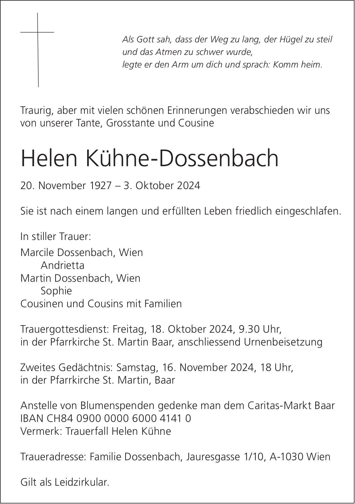 Kühne-Dossenbach Helen, Oktober 2024 / TA