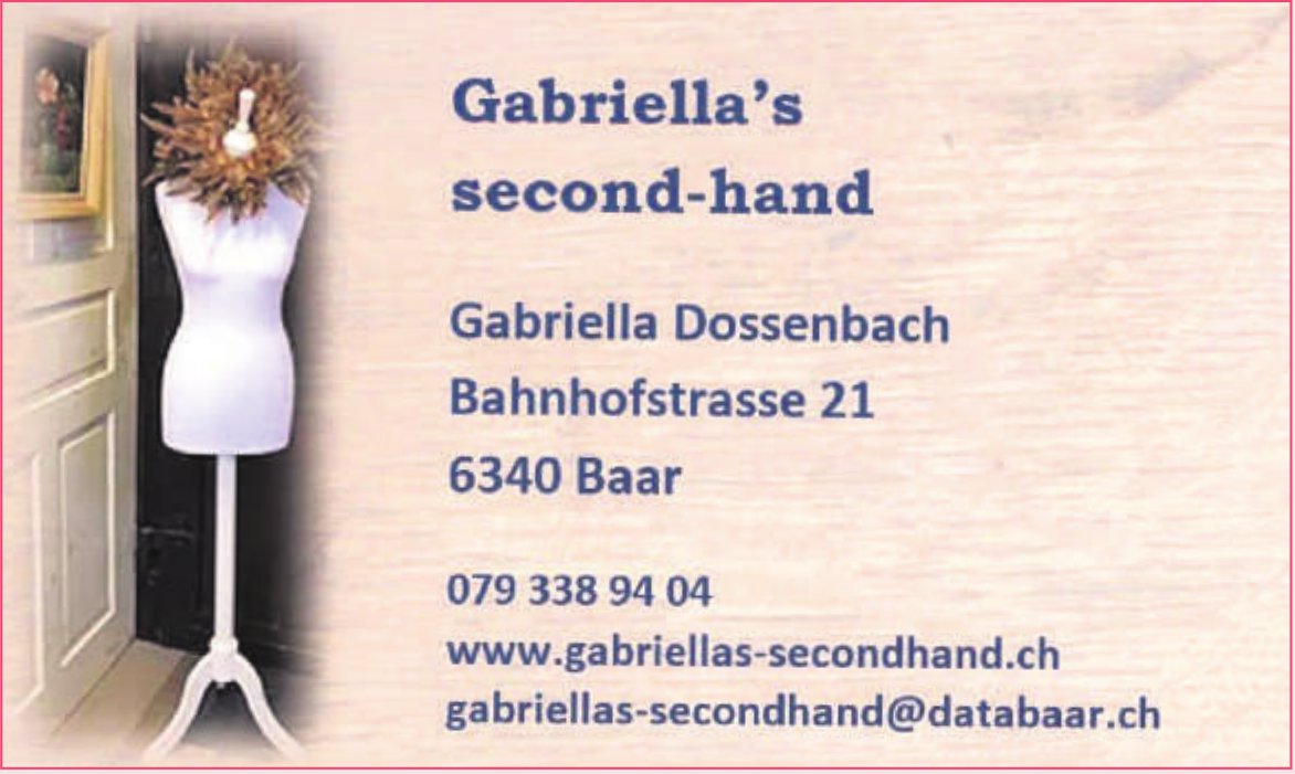 Gabriella's Second-hand, Baar