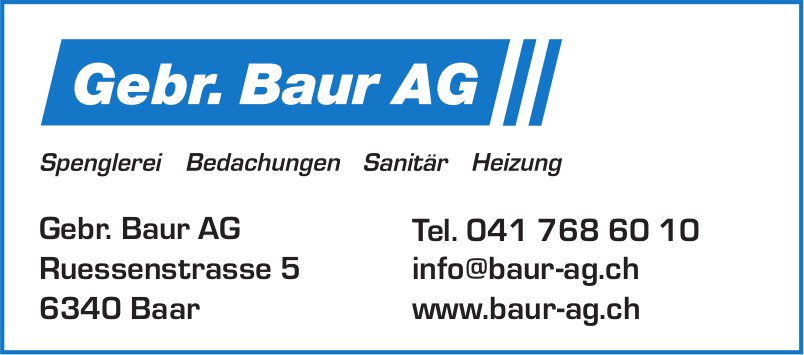 Gebr. Baur AG, Baar - Spenglerei, Bedachungen, Sanitär, Heizung