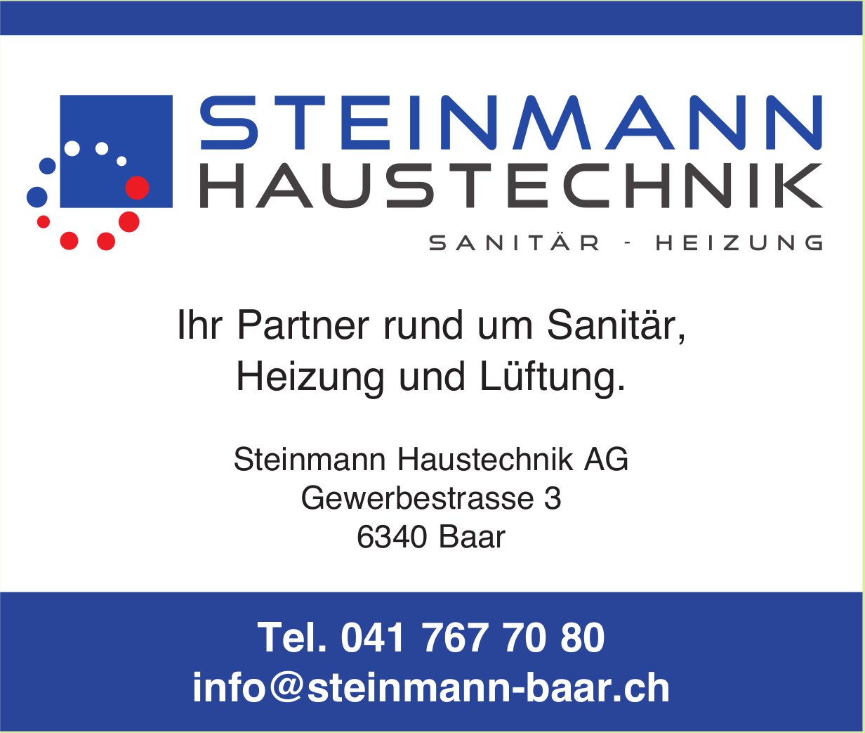 Steinmann Haustechnik AG, Baar - Ihr Partner rund um Sanitär, Heizung und Lüftung