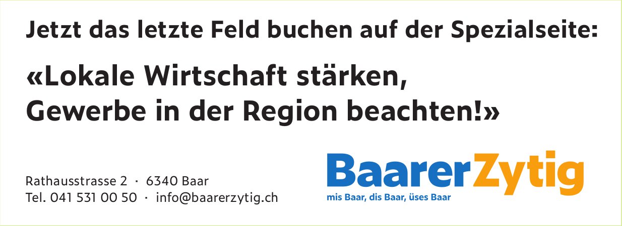 Baarer Zytig, Jetzt das letzte Feld buchen auf der Spezialseite