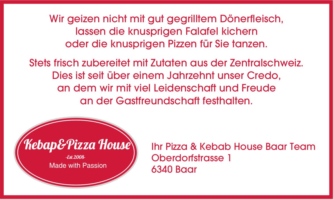 Kebap & Pizza House, Baar - Made with Passion
