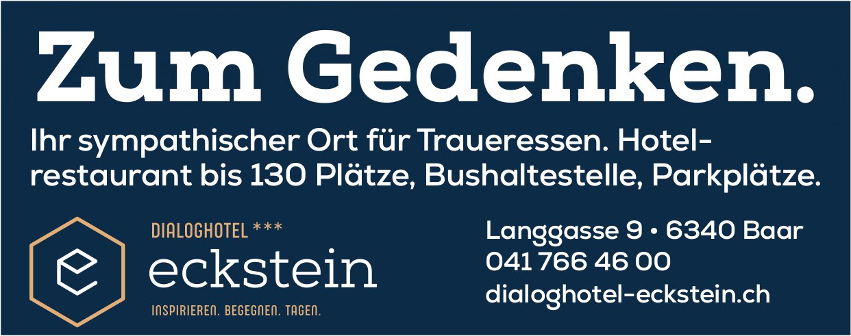 Dialoghotel Eckstein, Baar - Ihr sympathischer Ort für Traueressen.