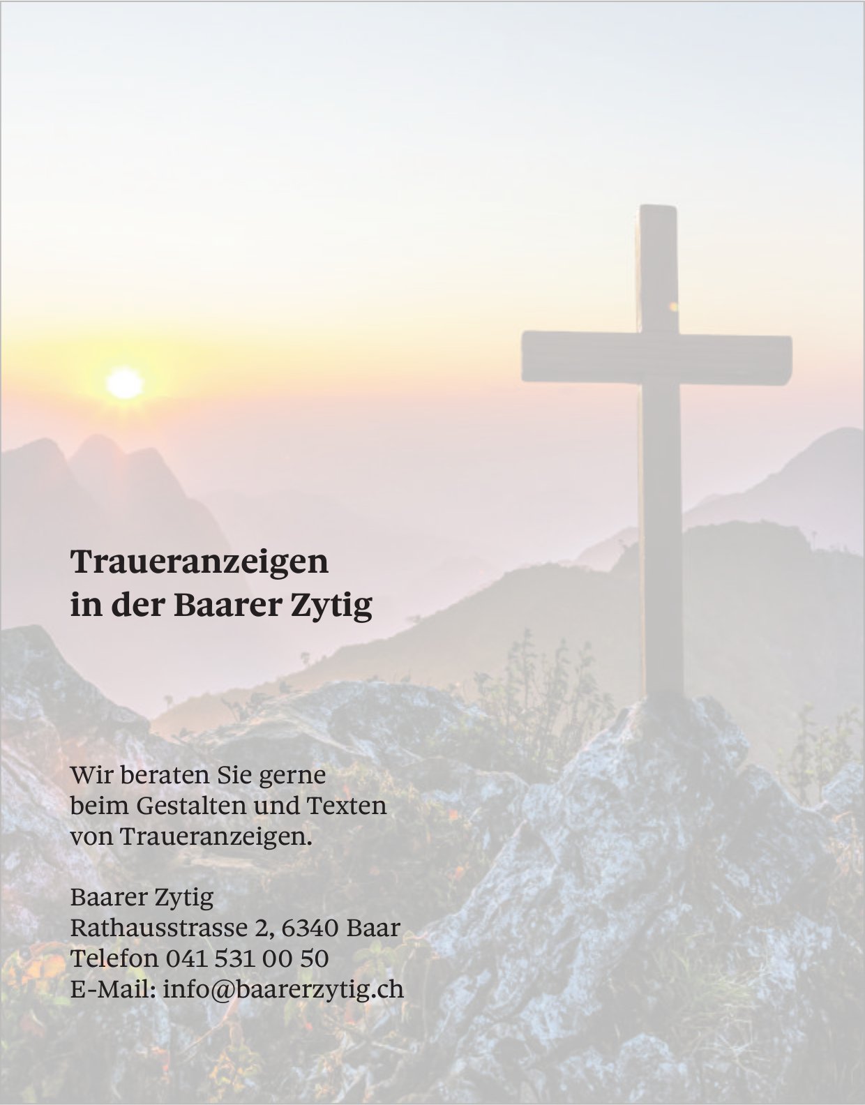 Baarer Zytig, Traueranzeigen