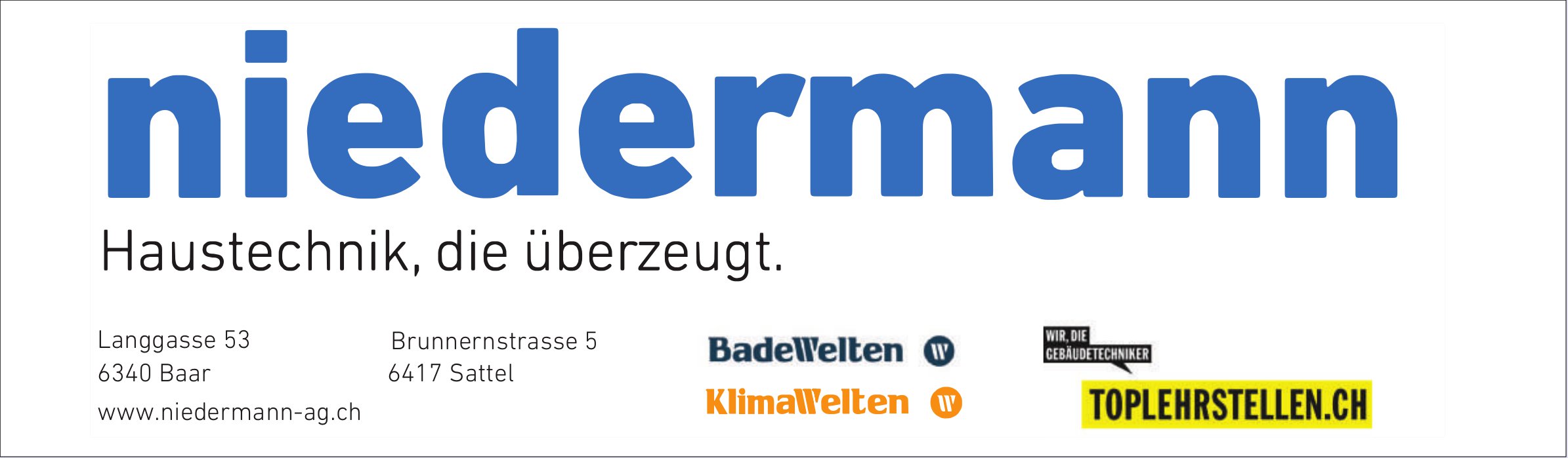 Niedermann AG, Baar - Haustechnik, die überzeugt