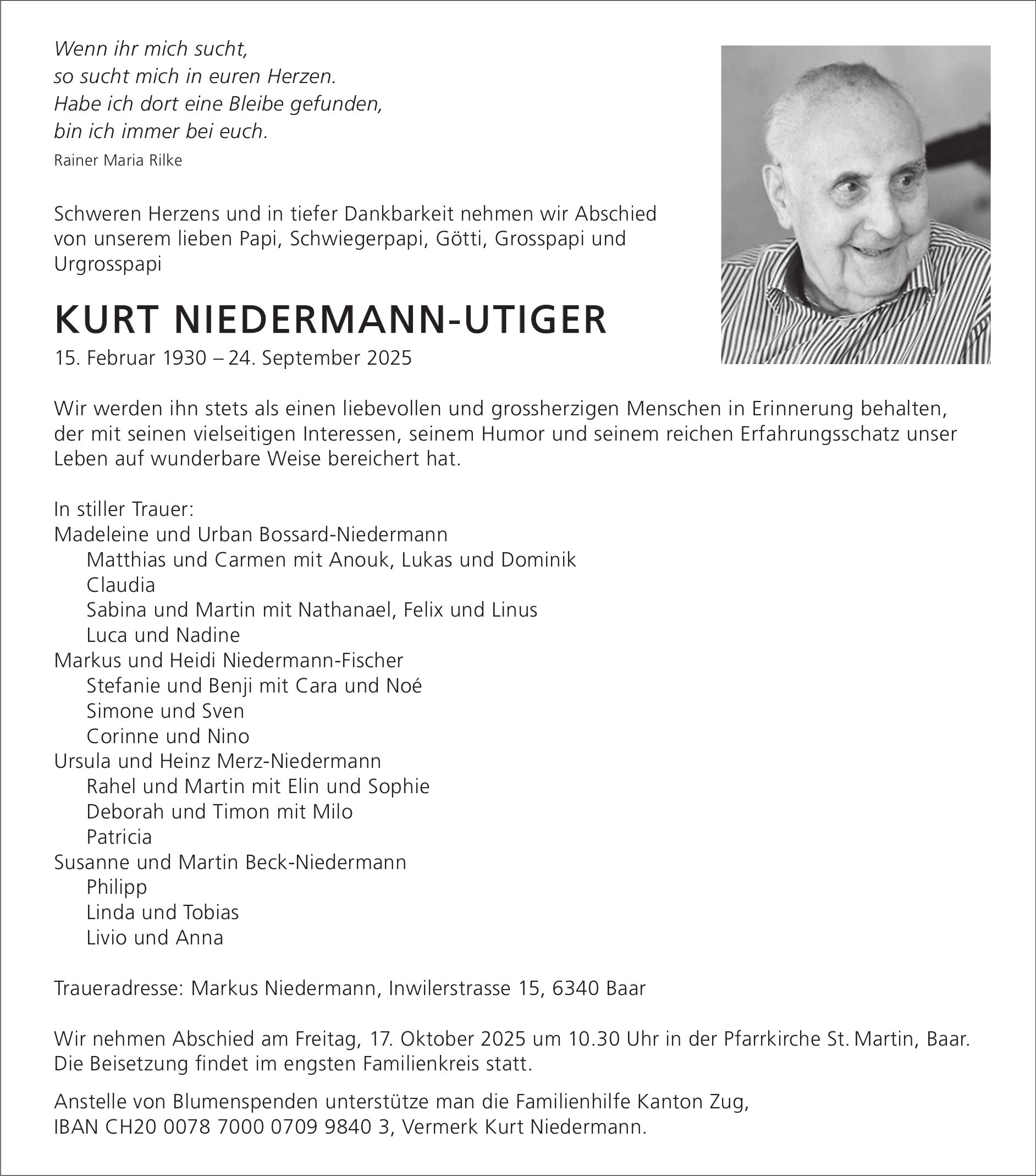 Niedermann-Utiger Kurt, September 2025 / TA