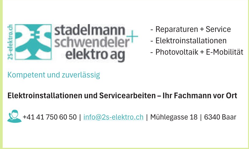 Stadelmann + Schwendeler Elektro AG, Baar - Kompetent und zuverlässig