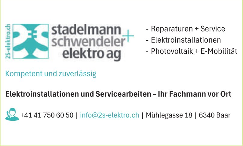 Stadelmann + Schwendeler Elektro AG, Baar - Kompetent und zuverlässig