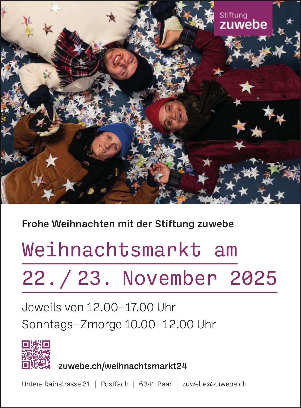Weihnachtsmarkt, 22. und 23. November, Stiftung zuwebe, Baar