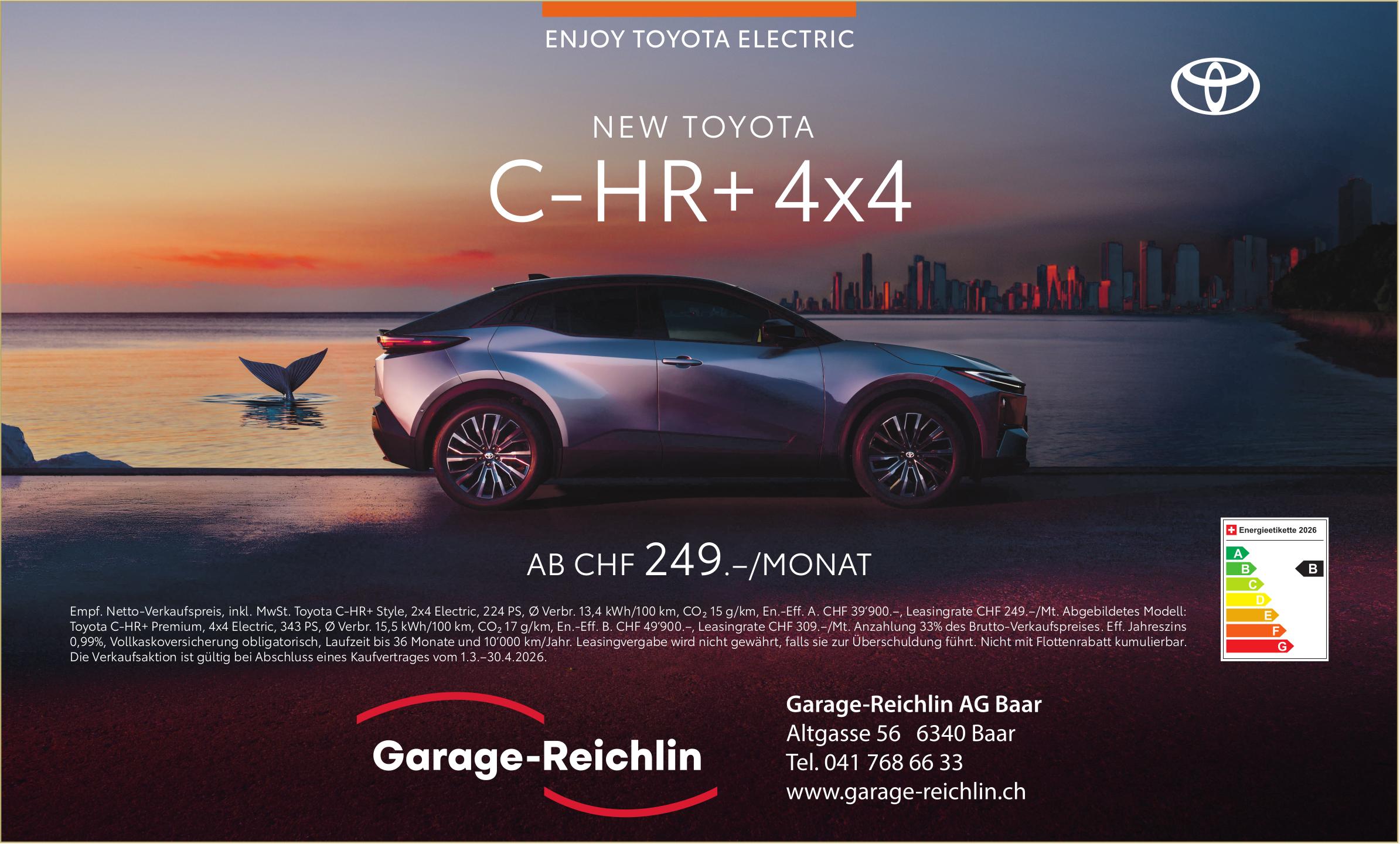 Garage-Reichlin AG, Baar - NEW TOYOTA C-HR+ 4x4