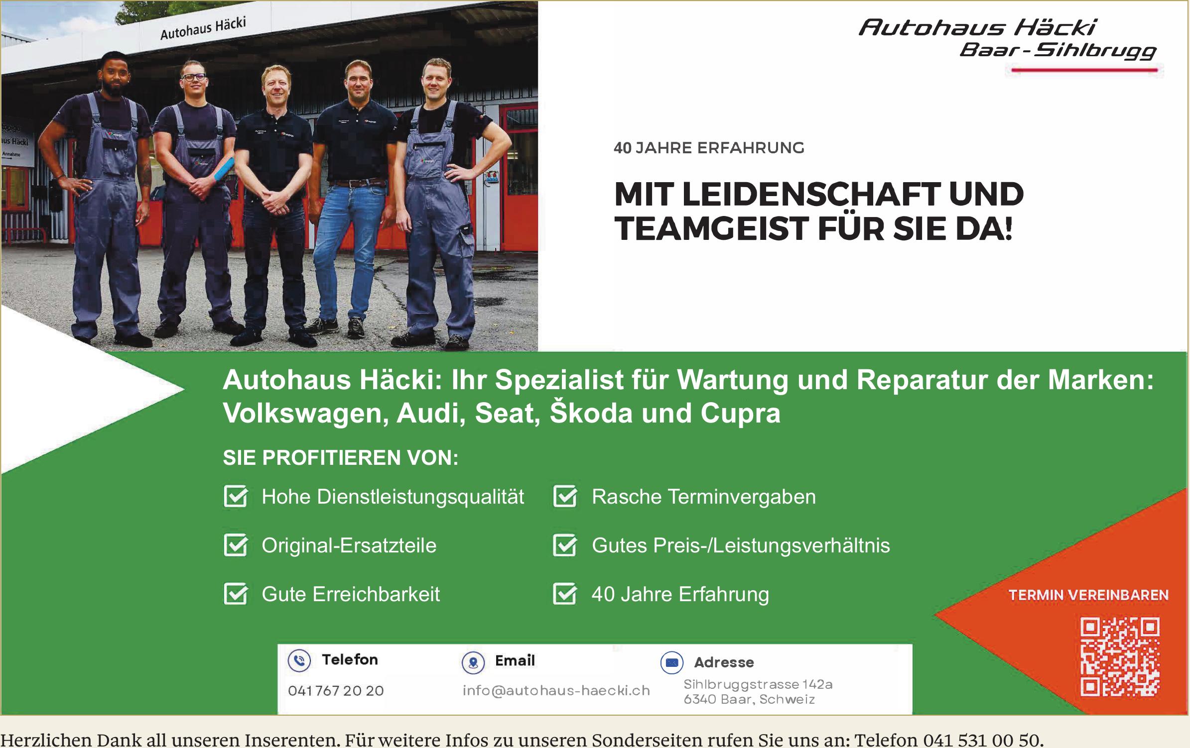 Autohaus Häcki, Schwyz - Autohaus Häcki: Ihr Spezialist für Wartung und Reparatur der Marken: Volkswagen, Audi, Seat, Škoda und Cupra