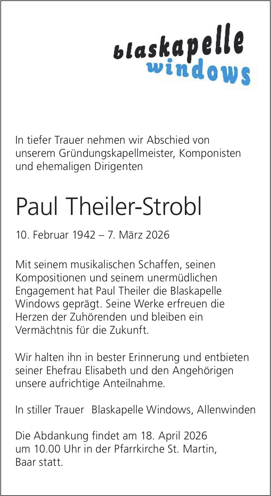 Theiler-Strobl Paul, März 2026 / TA