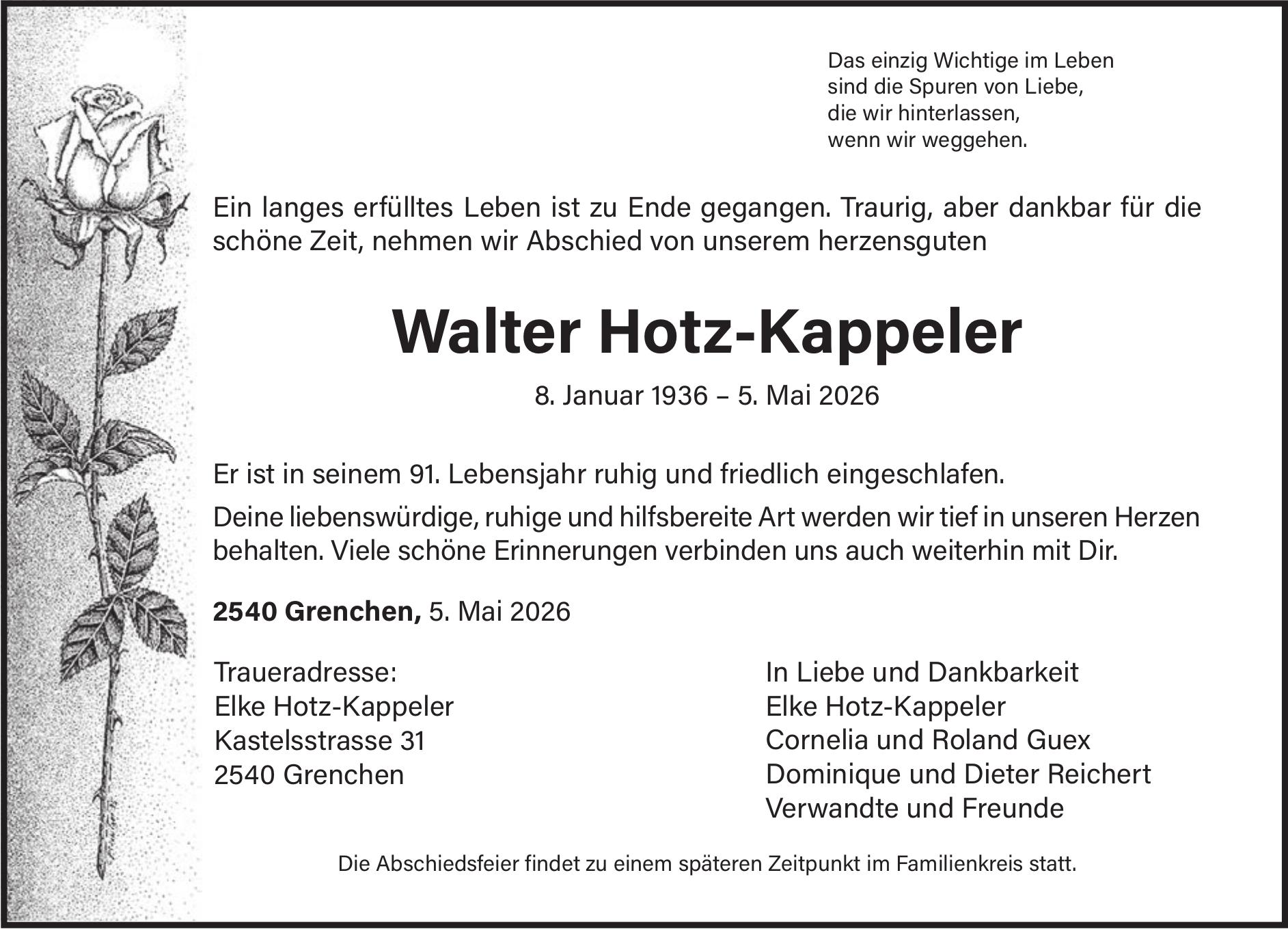 Hotz-Kappeler Walter, Mai 2026 / TA
