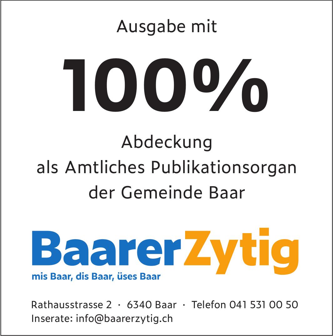 Baarer Zytig, Ausgabe mit 100% Abdeckung als Amtliches Publikationsorgan der Gemeinde Baar