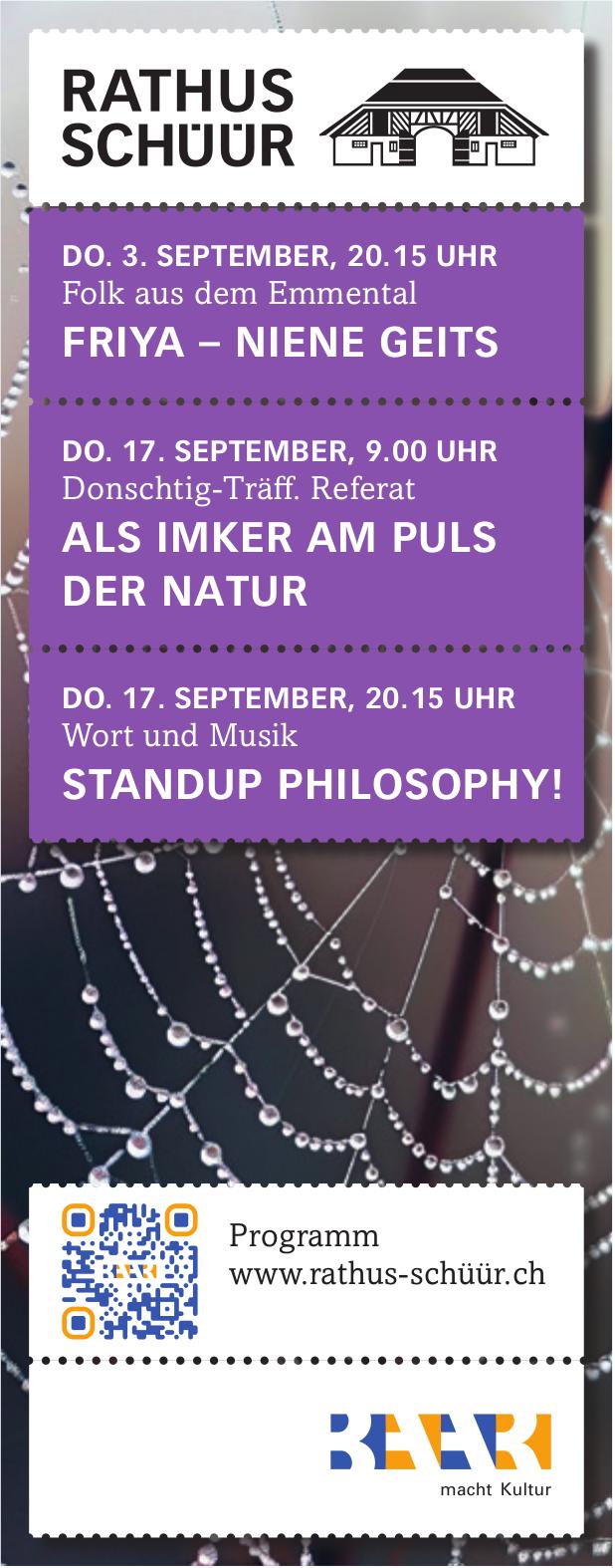 Programm Rathus Schüür, 3./17. September