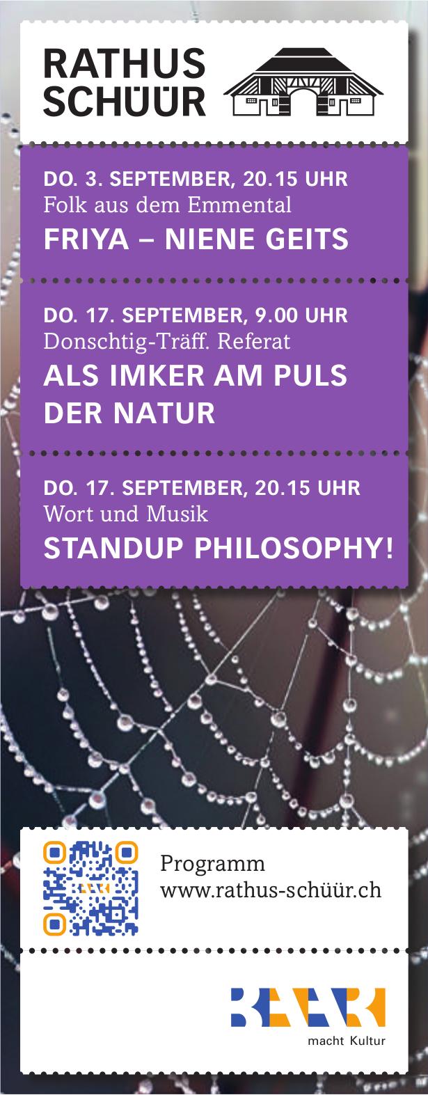 Programm Rathus Schüür, 3./17. September