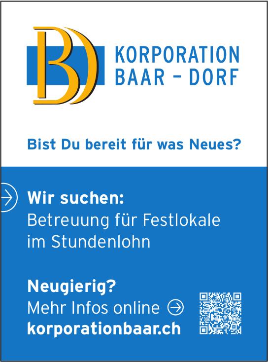 Betreuung für Festlokale im Stundenlohn, Korporation Baar, gesucht