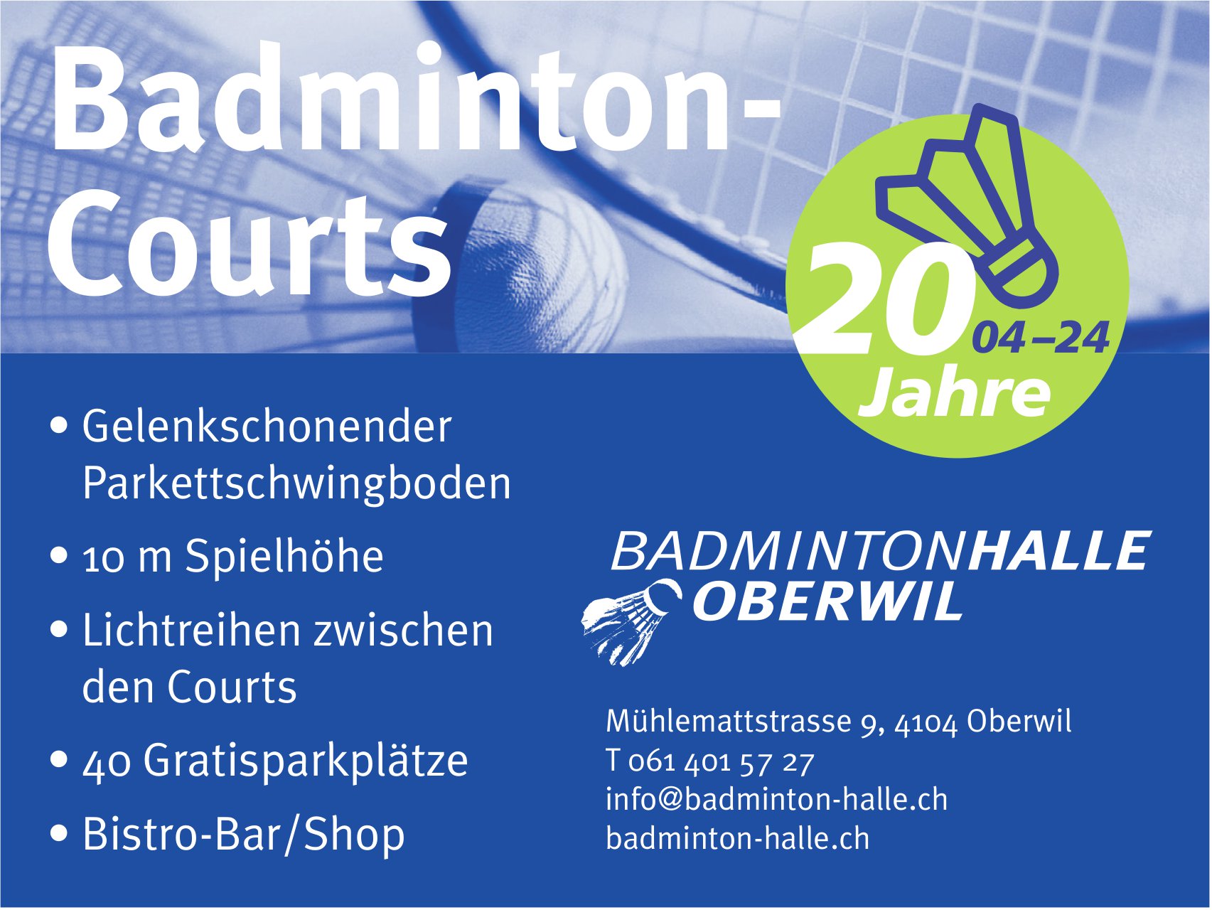 Badminton Halle, Oberwil - Badminton- Courts