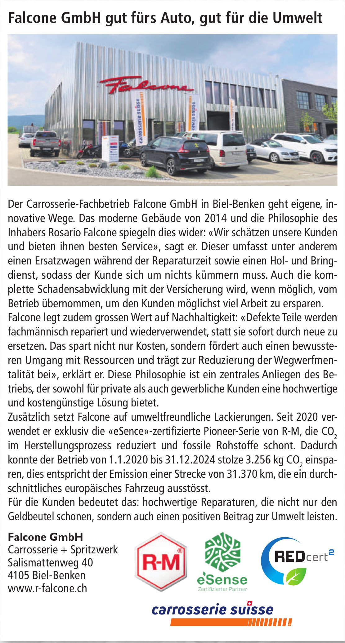 Falcone GmbH, Biel - Falcone GmbH gut fürs Auto, gut für die Umwelt