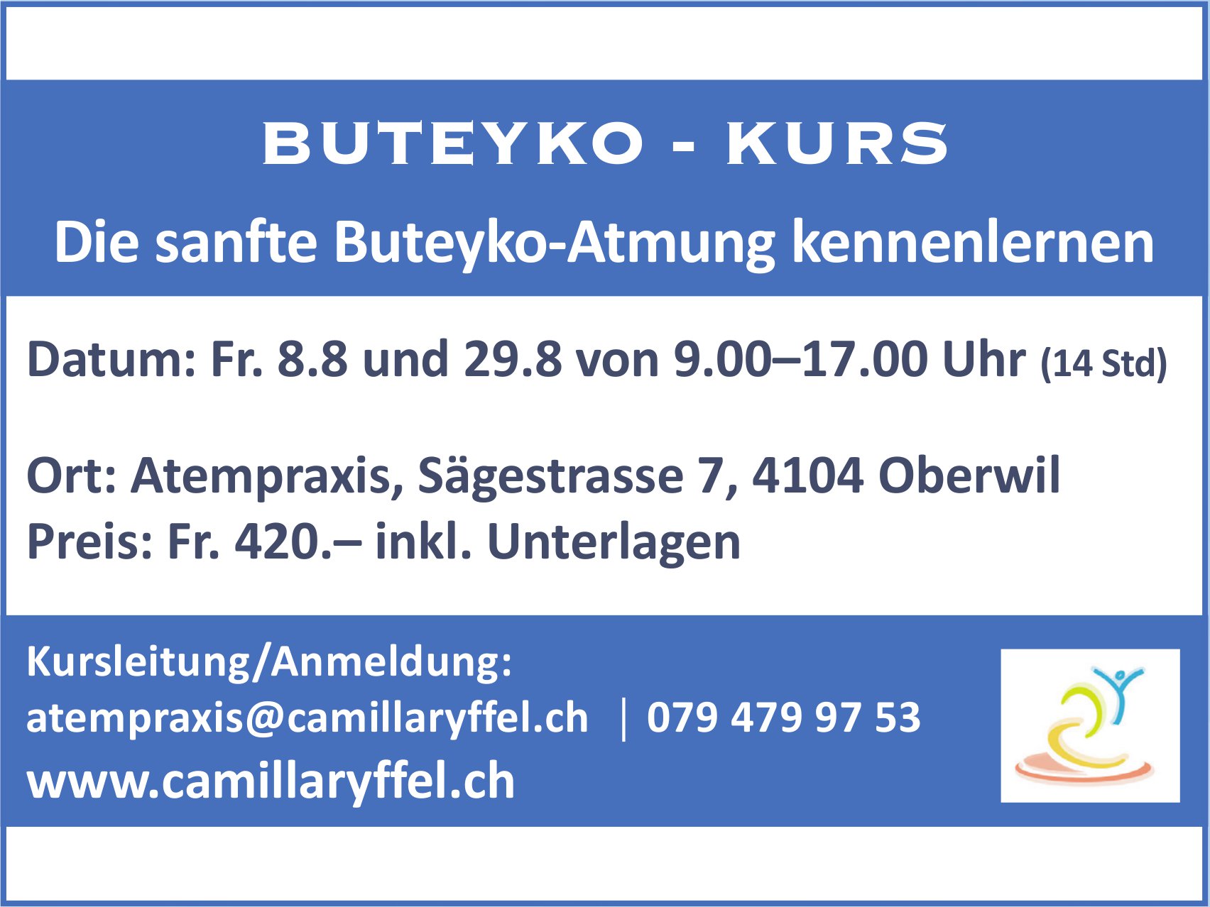 Atempraxis,, Oberwil - Die sanfte Buteyko-Atmung kennenlernen