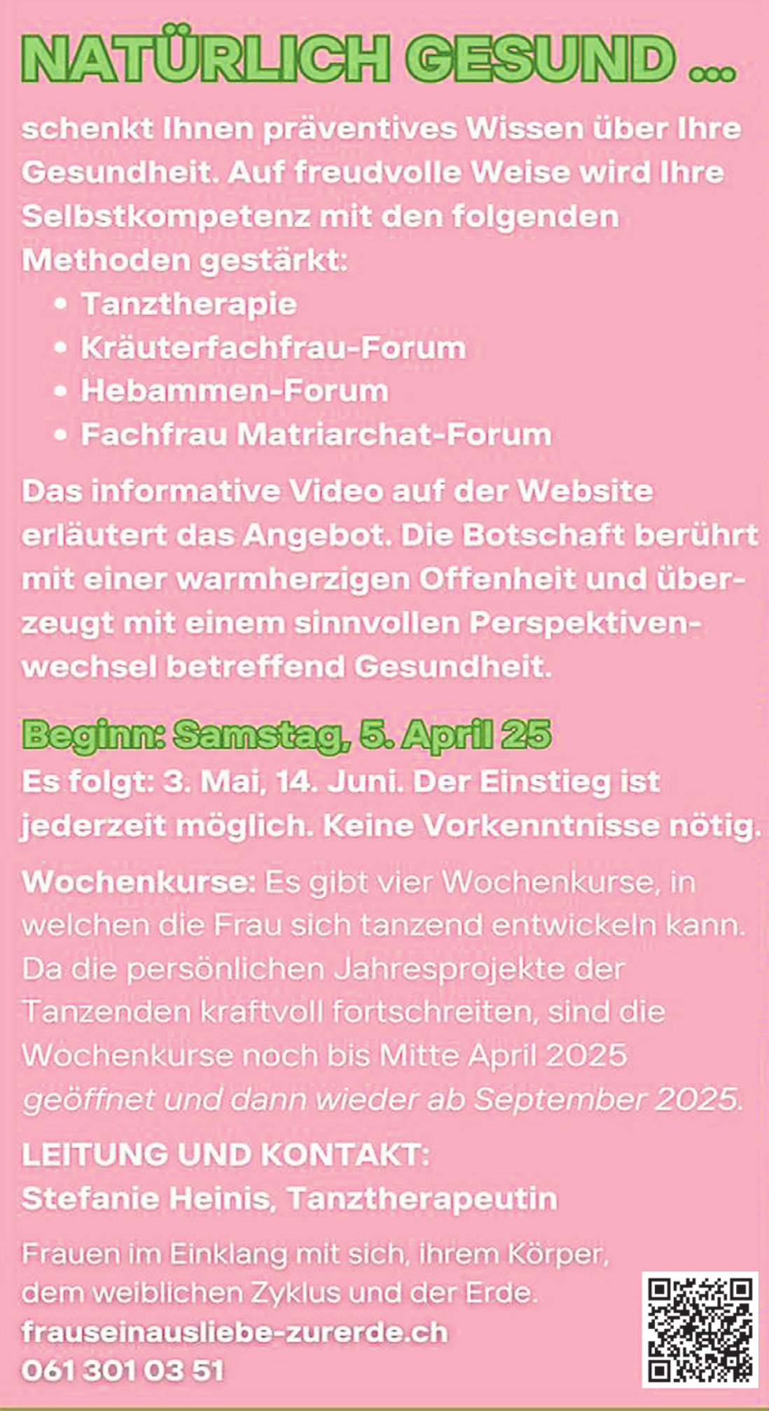 Stefanie Heinis, Tanztherapeutin, Natürlich Gesund...