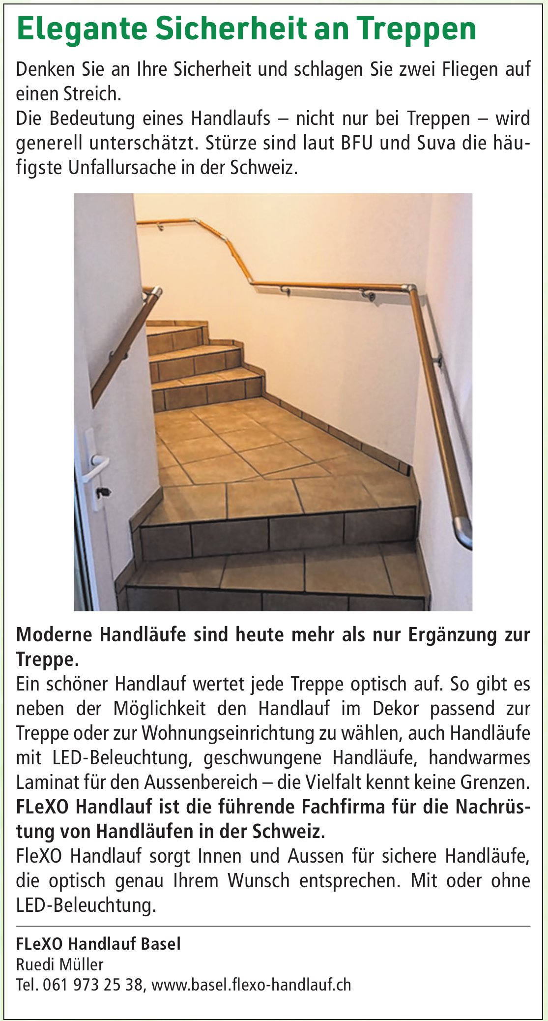 FLeXO Handlauf Basel, Elegante Sicherheit an Treppen