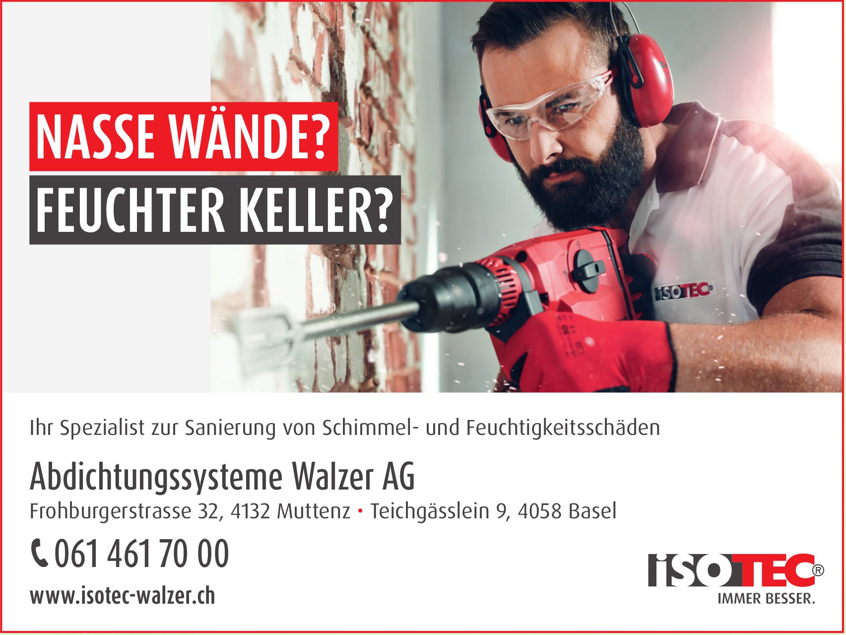 Abdichtungssysteme Walzer AG, Muttenz - Sanierung von Schimmel- und Feuchtigkeitsschäden