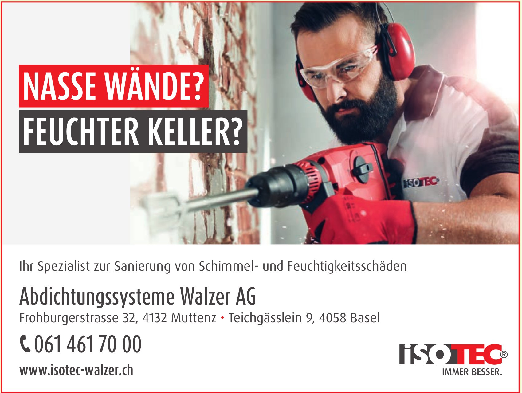 Abdichtungssysteme Walzer AG, Muttenz - Sanierung von Schimmel- und Feuchtigkeitsschäden