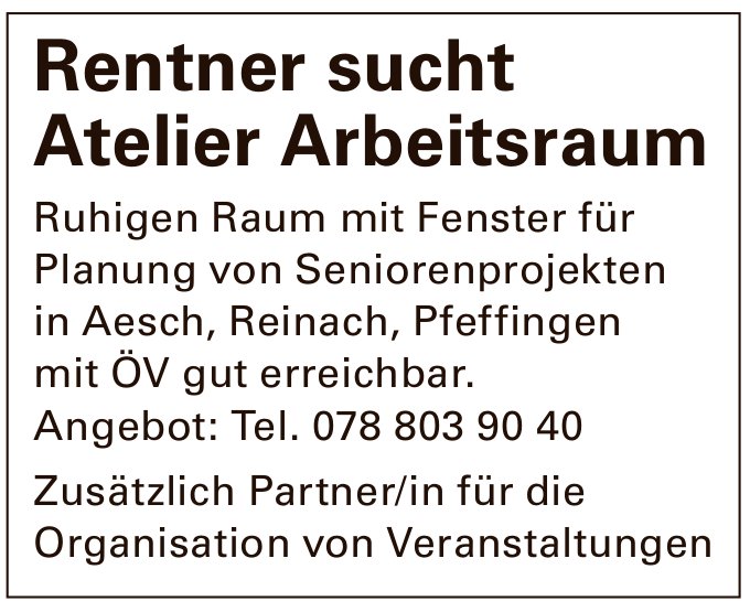 Aesch - Atelier Arbeitsraum Ruhigen Raum mit Fenster