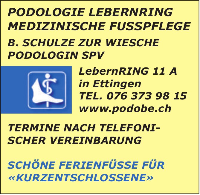 Podobe, Ettingen - Podologie Lebernring - Medizinische Pflege