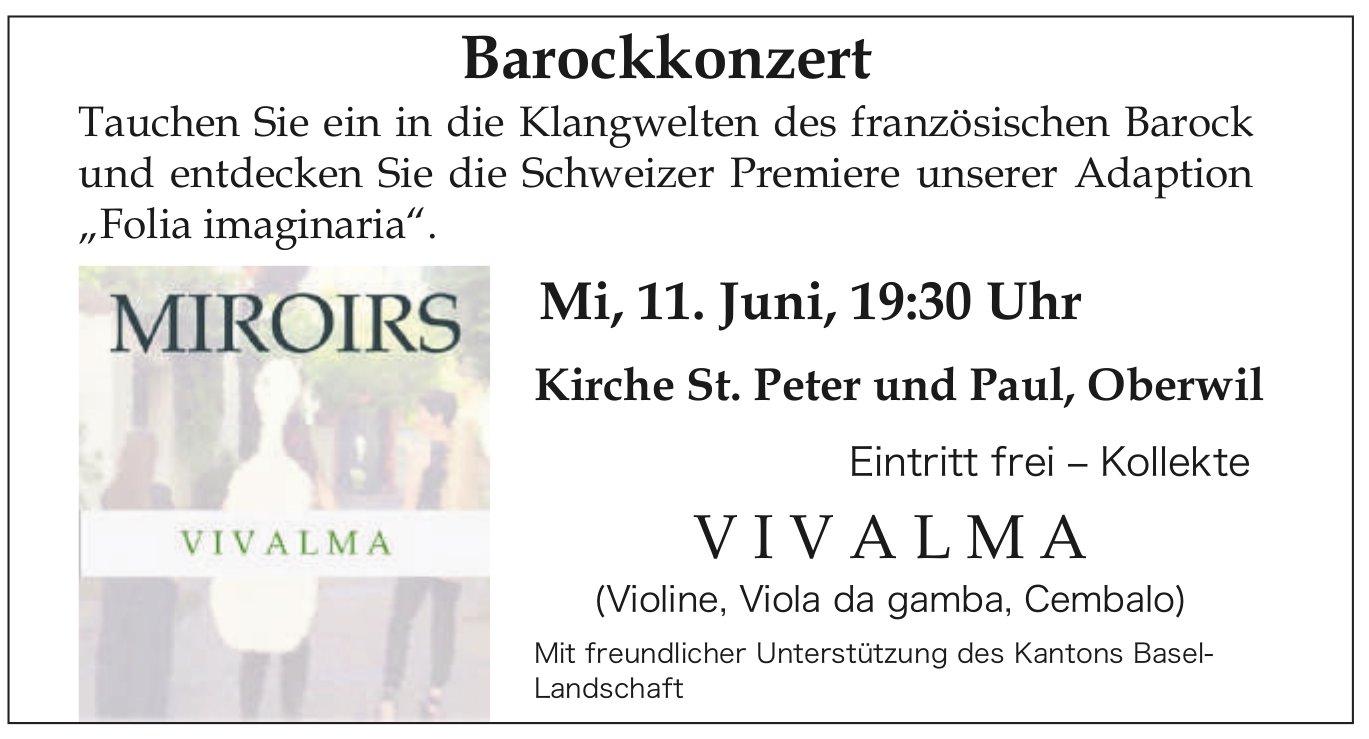 Barockkonzert, 11. Juni, Oberwil